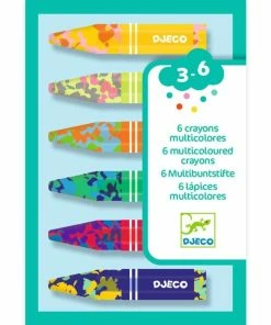 Djeco - 6 Multicoloured Flower Crayons