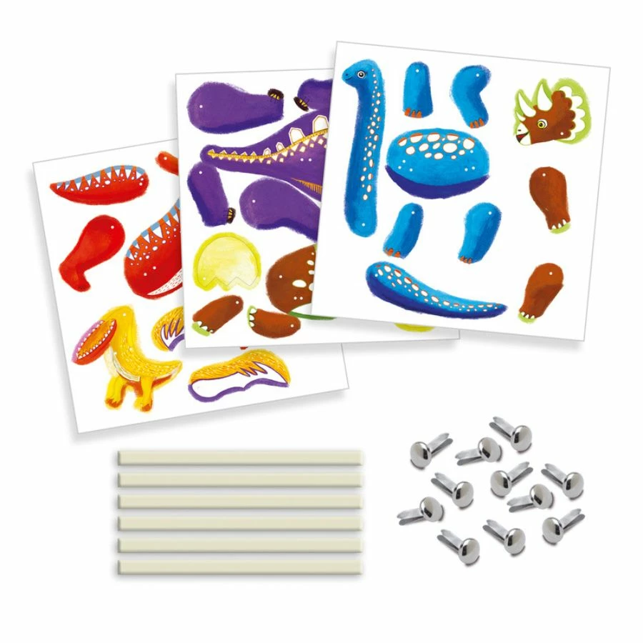 Djeco - Dinosaur Small Puppets Craft Kit 4 Djeco - Dinosaur Small Puppets Craft Kit - Image 2