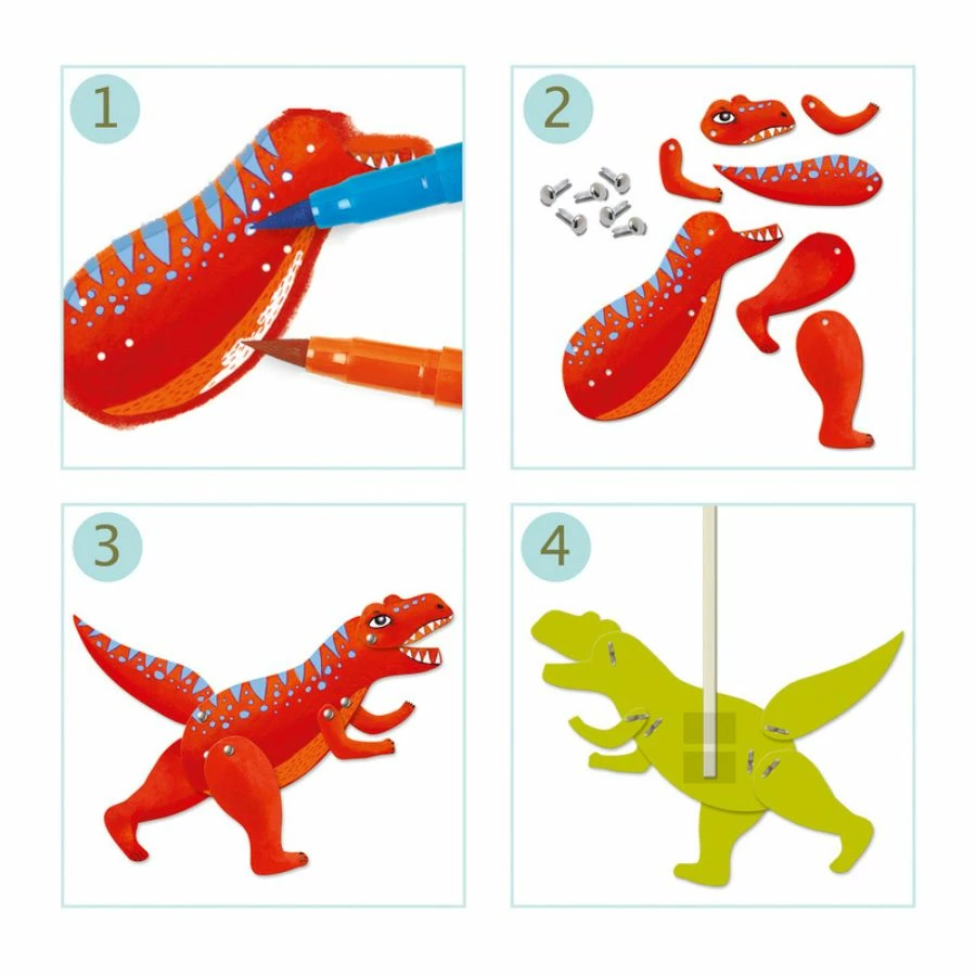 Djeco - Dinosaur Small Puppets Craft Kit 5 Djeco - Dinosaur Small Puppets Craft Kit - Image 3