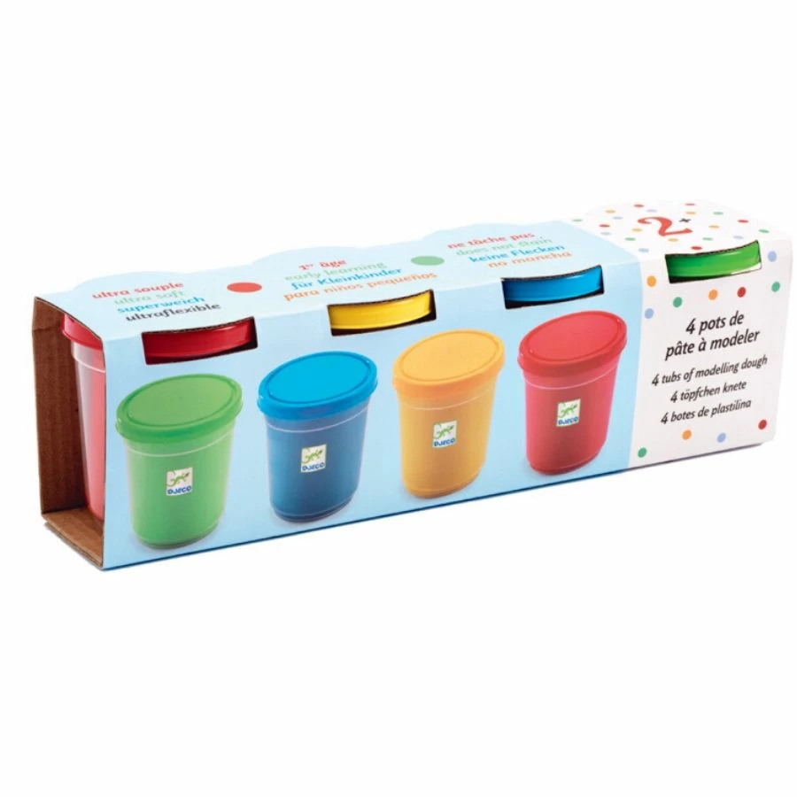 Djeco - Modelling Dough 4 Pots Of Bright Colours 3 Djeco - Modelling Dough 4 Pots Of Bright Colours