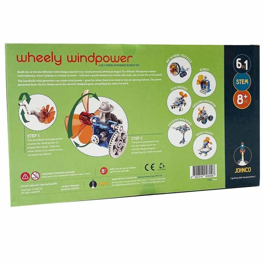 JohnCo Productions Johnco - Wheely Windpower 6 In 1 Wind Powered Robot 4 JohnCo Productions Johnco - Wheely Windpower 6 In 1 Wind Powered Robot - Image 2