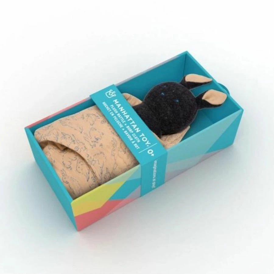 Manhattan Toy Company - Bunny Burp Cloth And Rattle Plush 6 Manhattan Toy Company - Bunny Burp Cloth And Rattle Plush - Image 4